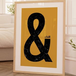 Żółta sztuka ścienna i chłodny musztardowy plakat Ampersand i Chill Gallery Wall Art Poster Chill Art Retro Decor Gallery Wall Nowy prezent do biura domowego
