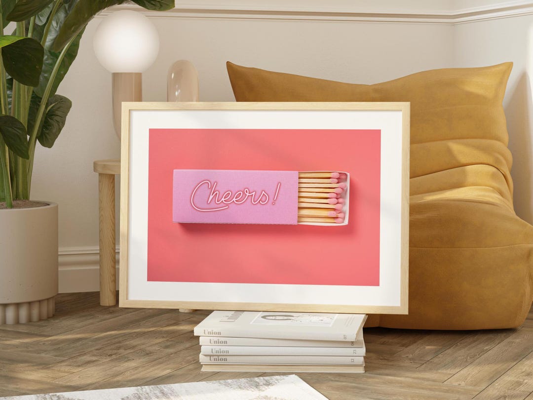 Pink Matches Sticker Pink Matches 'cheers!' Print - Retro Matchbox Wall Art (digital ...