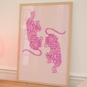 Cheetah print muur kunst roze luipaard kunst aan de muur Boho Home decor blush roze muur kunst Boho jungle poste minimale Cheetah kunst poster roze kat kunst