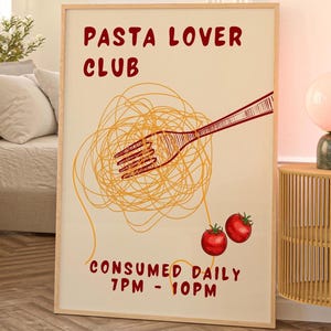 Unique Kitchen Wall Art Retro Italian Food Lover Italy Pasta & Wine Kitchen Wall Art New Home Gift Red Wall Art Trendy Home Decor Gift