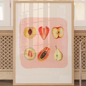 Sliced Feminine Fruit Art Print Fruity Sliced Vintage Poster Empowerment Print Body Positivity Woman Body Kitchen Wall Art Bathroom Wall Art