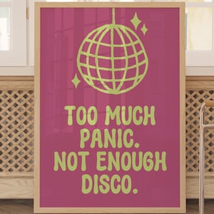 Lost In Music Disco Ball Print Funky Wall Art Pink Printable Eclectic Wall Art Digital Download Dorm Print College Apartment Trendy Disco