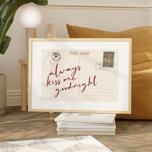Always Kiss Me Goodnight carte postale art mural cadeau de mariage carte postale vintage affiche tendance horizontale girly art mural ferme chambre à coucher