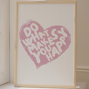 Do What You Love Preppy Pink Wall Art Dorm Decor Do What You Love Apartment Wall Art Pink Heart Love What You Do Quote Print Office Decor