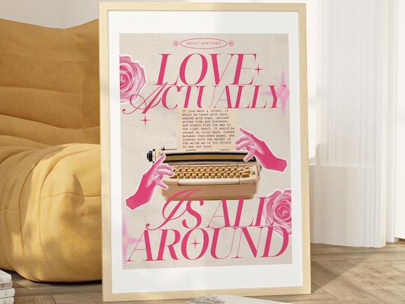 Love Actually Typography Art Print, Retro Home Decor (Digital Download)