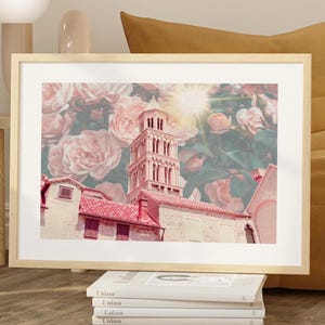 Maximalist Eclectic Fashionista Floral Art Print Bold Architecture Surrealism Altered Poster Fun Colourful Pink Feminine Vintage Dorm Art