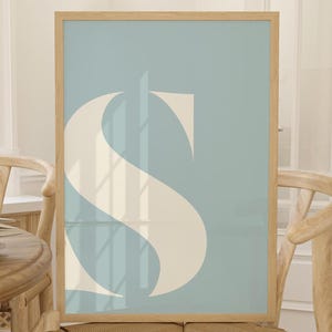 Decoración moderna para dormitorio, decoración de guardería femenina, galería de pared para habitación de adolescentes, alfabeto completo, arte de pared azul, arte de pared ABC, pósteres iniciales, monograma, regalo
