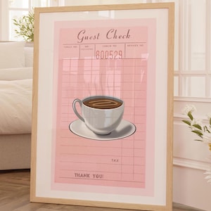 Guest Check Poster Guest Check Print Trendy Wall Art Trendy Print Retro Wall Art Aesthetic Prints Coffee Wall Art Coffee Bar Coffee Lover