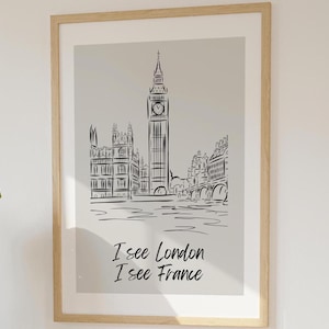 Veo Londres, veo Francia, divertida decoración de pared para baño, letrero Veo Londres, decoración del baño, letrero para el baño, divertido letrero para baño para niños, cumpleaños