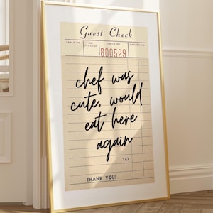 Gast ruit print trendy muurkunst chef was schattig zou hier weer eten moderne keuken muurkunst eetkamer poster eetkamer kunst housewarming