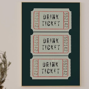Modne wydruki sztuki ściennej Retro Good Times Ticket Print Green Wall Art Modne wydruki sztuki cyfrowej Retro Bar Cart Decor Preppy Dorm