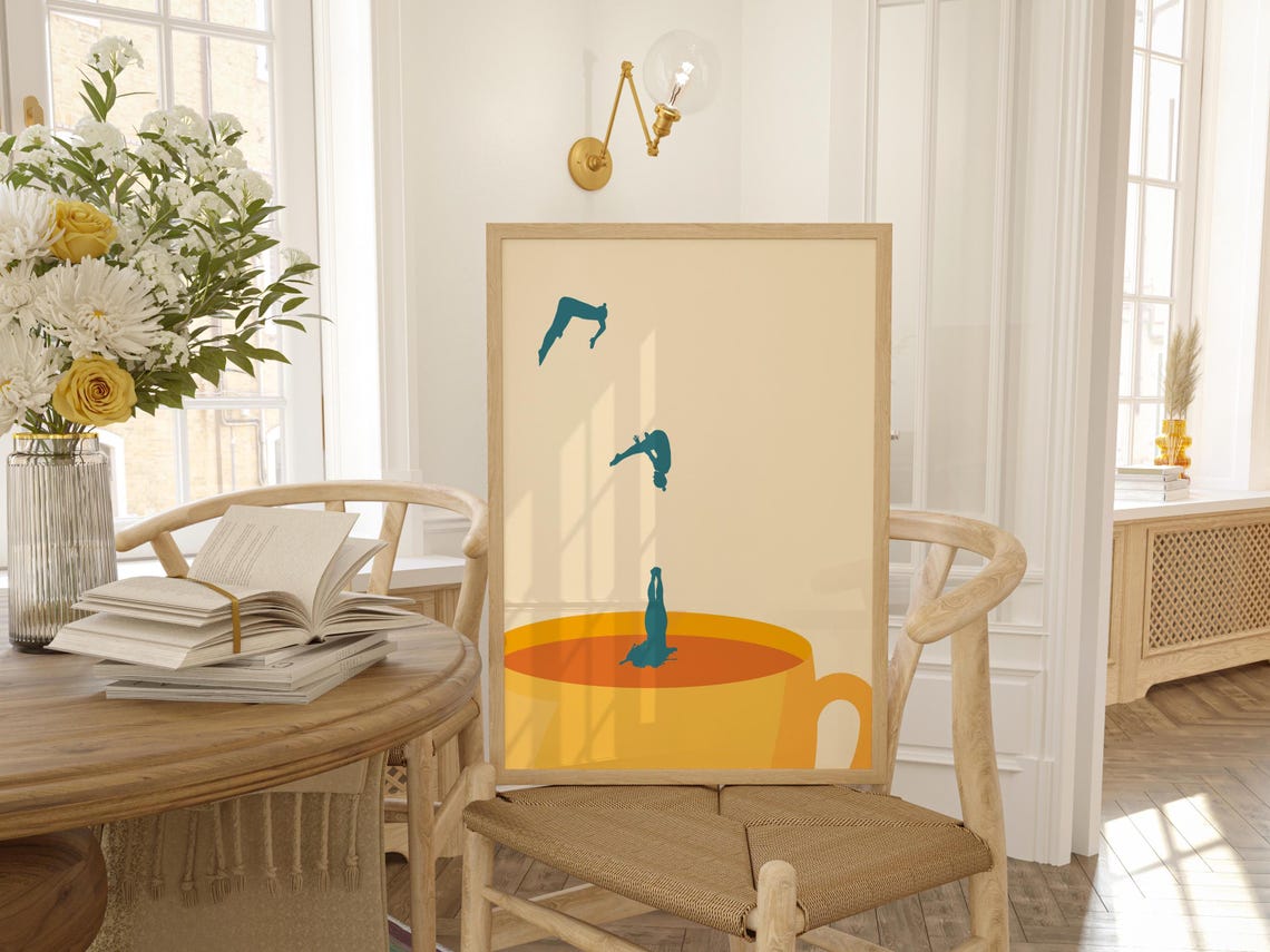 Guten Morgen Poster – Retro Kaffee Kunst, 60x80 Cm | Küchenbild Für Kaffeeliebhaber | Wanddekoration