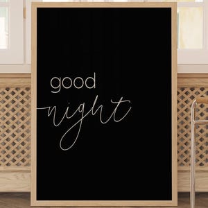 Typography Goodnight Wall Art Black And White Art Print Above The Bed Print Apartment Decor Farmhouse Art Print Minimalistic Bedroom Prints