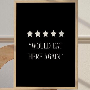 Chef Was Cute Printable Art Would Eat Here Again Downloadable Art Cute Retro Kitchen Decor Funny Cooking Gift For Women Black And White Art