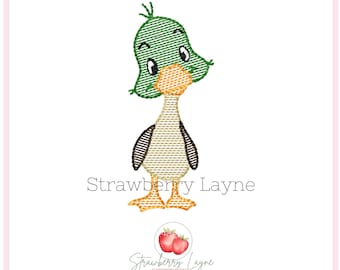 Baby Duck Embroidery Design – Mallard Sketch – Wildlife Embroidery File – Machine Embroidery Digital Download
