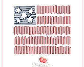 Vintage American Flag Embroidery Design – Fourth of July Sketch – Tattered Flag Embroidery File – Machine Embroidery Digital Download