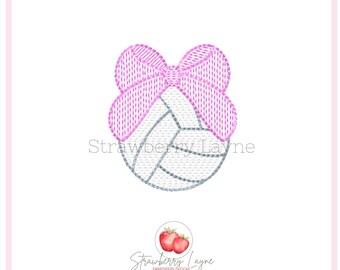 Volleyball with Bow Mini Embroidery Design – Volleyball Sketch – Sports Embroidery File – Machine Embroidery Digital Download