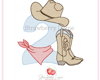 Second Rodeo Birthday with Boots – Cowboy Embroidery Design – Machine Embroidery Download