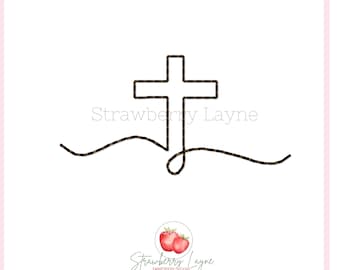 Cross Doodle Embroidery Design – Bean Stitch Cross – Religious Embroidery File – Machine Embroidery Digital Download