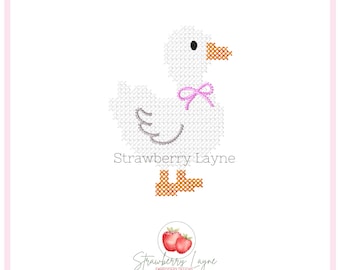 Goose with Bow Cross Stitch Mini Embroidery Design – One Silly Goose Mini – Goose Embroidery File – Digital Download