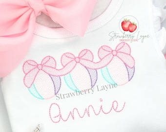 Beach Ball Trio Embroidery Design – Summer Sketch – Girls Sports Embroidery File – Machine Embroidery Digital Download