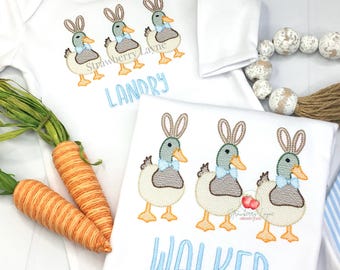 Easter Duck Trio Embroidery Design – Ducks with Bunny Ears Sketch – Spring Mallard Embroidery File – Machine Embroidery Digital Download