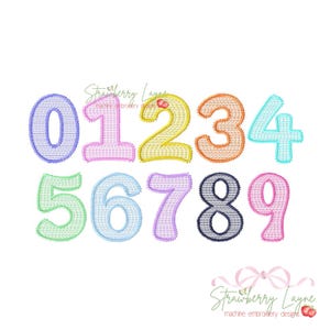Number Set Embroidery Design – 0–9 Sketch Numbers – Applique Birthday Numbers Embroidery File – Machine Embroidery Digital Download