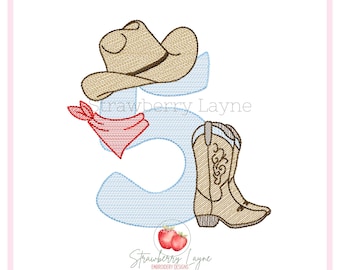 Fifth Rodeo Embroidery Design – Cowboy Boots Sketch – Rodeo Theme – Machine Embroidery Download