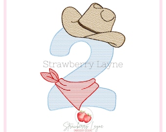 Second Rodeo Birthday – Cowboy Embroidery Design – Machine Embroidery Download