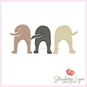 Motif de broderie trio de chiens - esquisse qui remue la queue - fichier de broderie dos chiot - téléchargement numérique de broderie Machine