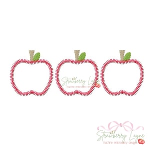 Apple Trio Zig Zag Applique Design, Back to School Apples Applique Design, Quick Stitch Apple Applique
