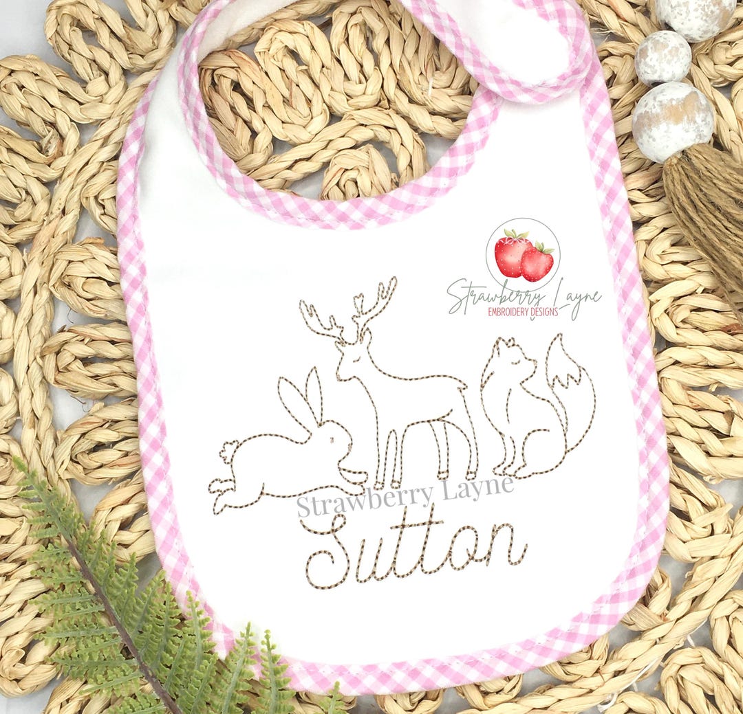 Woodland Animals Line Embroidery Design – Deer Bunny Fox Outline ...