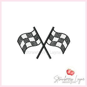 Geruite racevlag mini schets borduurontwerp, schets vulling racevlaggen borduurbestand, geruite vlag race mini schets borduurontwerp