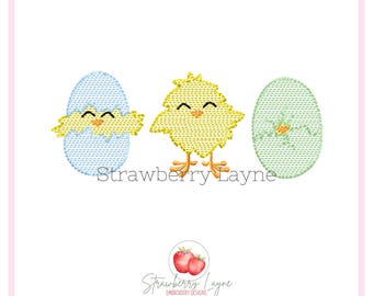 Hatching Easter Chicks Embroidery – Sketch Spring Chicken Embroidery File – Machine Embroidery Digital Download