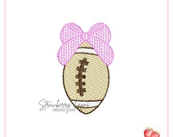 Mini motif de broderie football girly - croquis de football noeud - fichier de broderie sport poitrine gauche - broderie Machine en téléchargement numérique