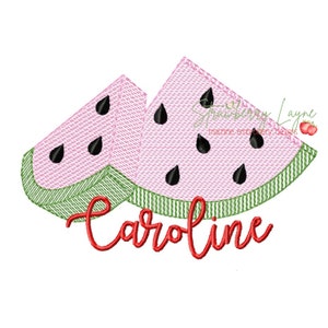 Watermelon Sketch Embroidery Design, Sketch Fill Watermelon Embroidery File, Summer Snack, Sketch Embroidery Design