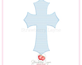Cross Sketch Embroidery Design – Religious Embroidery File – Baptism Cross Machine Embroidery Digital Download