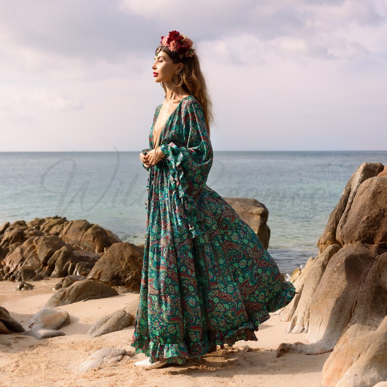 Short Silk Kimono - Coastal Whispers