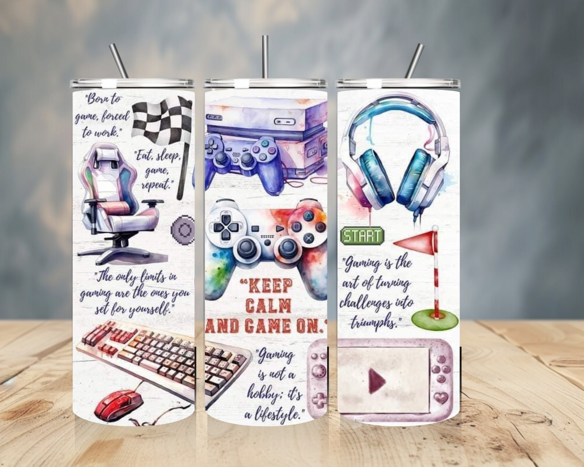 Gamer Life 20 Oz Skinny Tumbler Png, Tumbler Wrap Png, Gamer Png, Game ...