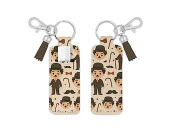 Charlie Chaplin inspired Lip Balm Holder Key Chain