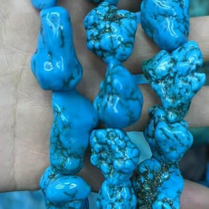 Grande pietra grezza turchese verde pietra spirituale ciondolo blu scuro perline di pietra levigata 6-50 mm (2") pepite di forma libera da 15,5 pollici - Pietre curative