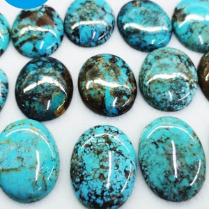 Duży naturalny turkus Royston - 20-40 mm 1 szt. kaboszon turkusowy - turkus do biżuterii - niebieski kamień szlachetny Marix - owalne jajko CABS do biżuterii