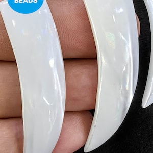 Pärlvitt snäckskal, MOP-bete lös ädelsten, hornhytter brunt brons snäckskalshänge, 50 x 10 mm hornspikar snäckskalspärlor 2-40 st