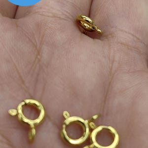 10PCS Sterling Silver Spring Ring Clasp,18K Gold Plated  Pearl Clasp 2 Strands, Clasp with Loop,6-20mm Clasp Connector for Bracelet Necklace