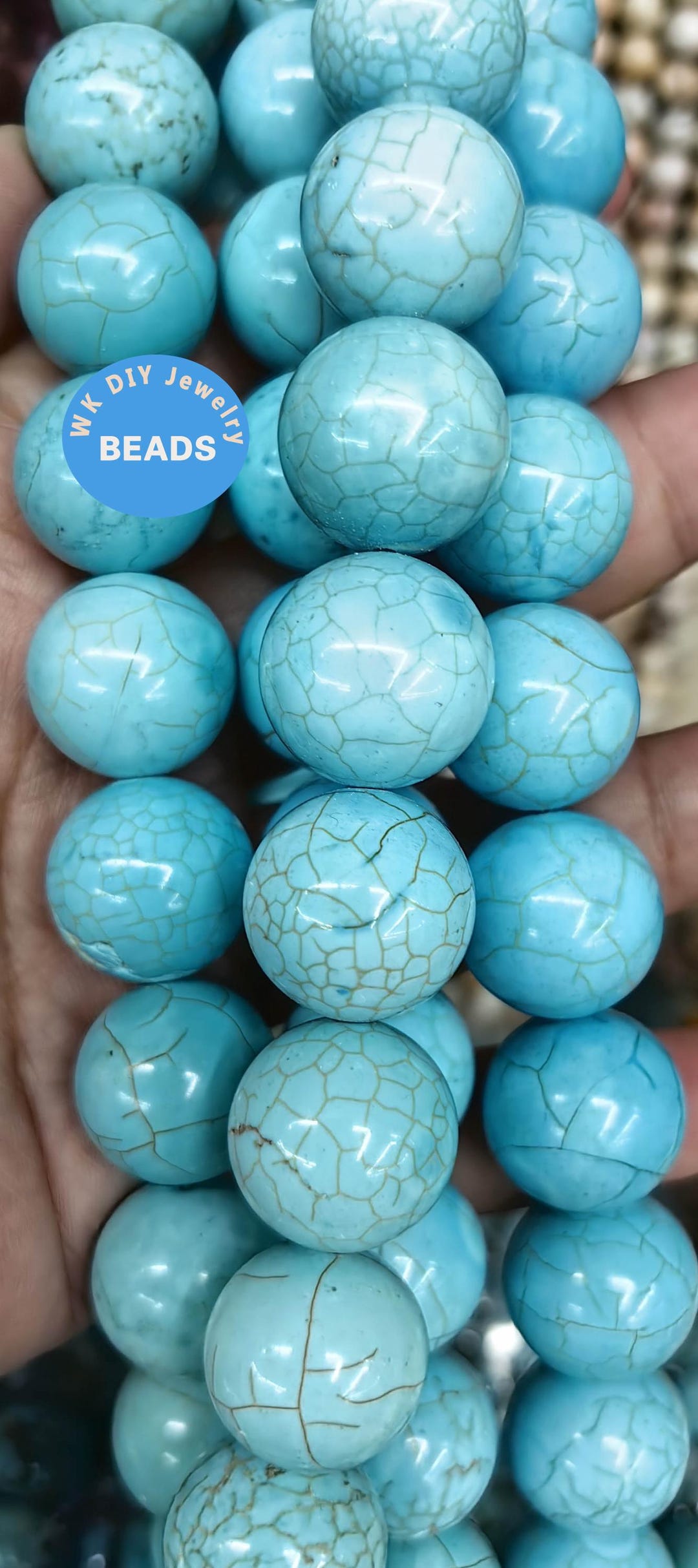 Magnesit Türkis Edelstein Perlen 12 MM Himmelblau Runde AAA