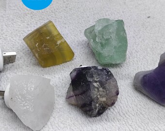 水晶　ジオード #A43 Wholesale 5pcs Rare Rock Quratz USB Light 40-60mm(2