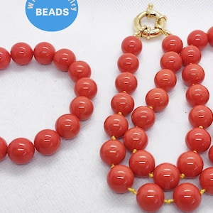 Tangerine Orange  Red Coral Bracelet  12mm  Round ball Aka Red Coral  Necklace -20Bamboo Coral Beads  Loose Coral Beads supplies