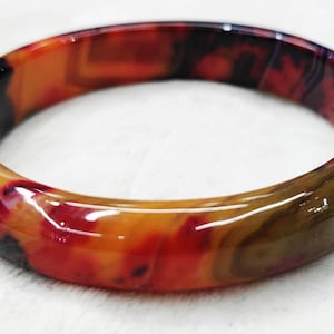 Rare Crazy  Fire Oranger Slice  Agate Gemstone 58-64mm 1pcs Rainbow Gemstone woman man band bangle  Bangle Crystal, Wealth  Calming bracelet