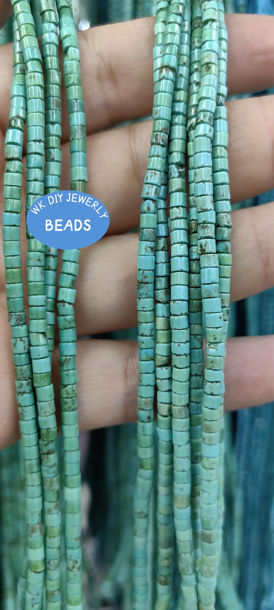 Cut Turquoise Disc Natural Turquoise Disc Round Heishi Tube Bar Rondelle Faceted Beads 2 ...