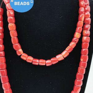 Red coral Cylinder Oranger Coral necklace 10-20mm 20-32inch  Heishi Wheel drum Barrel Column   Loose Beads Jewelry Supply